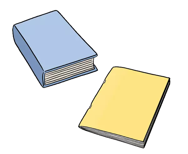 Grafik: Ein Buch und eine Zeitschrift