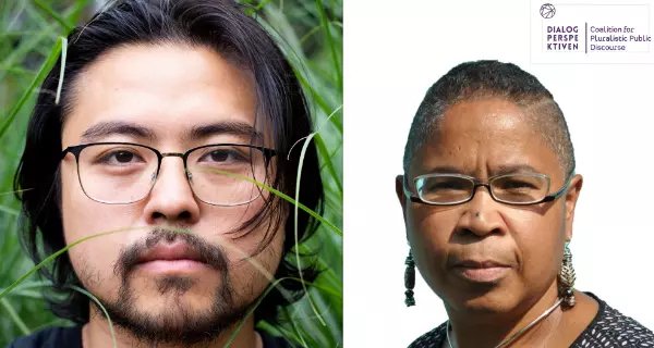 Dan Thy Nguyen und Peggy Piesche, u.a. Mitglieder der Coalition for Pluralistic Public Discourse (CPPD)