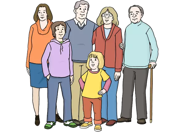 Grafik: Gruppe von alten und jungen Menschen