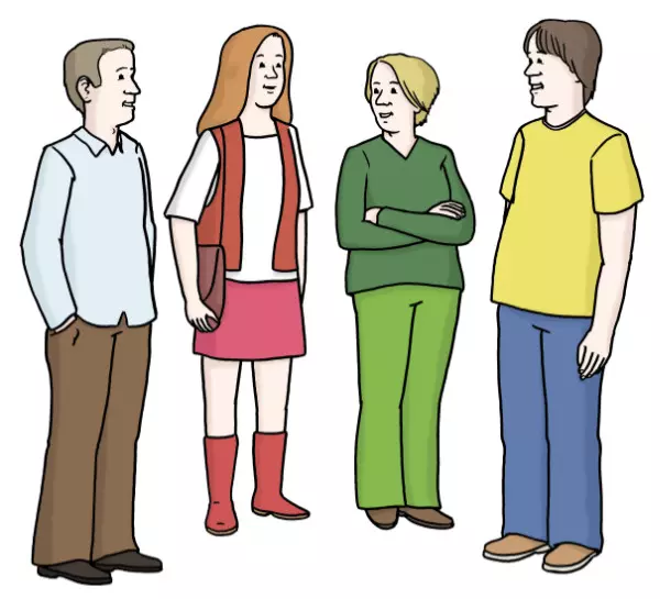 Grafik: Eine Gruppe von Erwachsenen